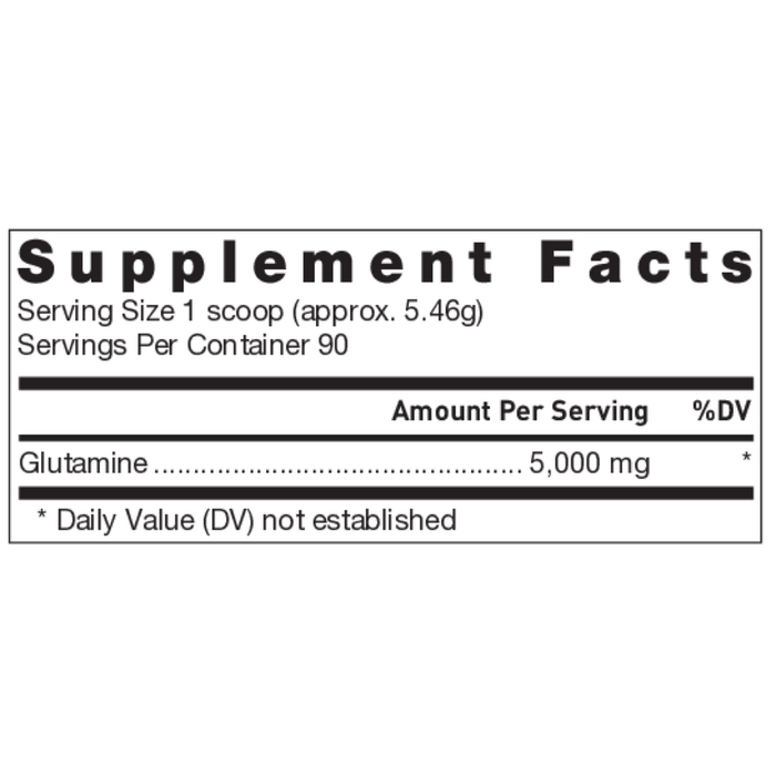 Klean Glutamine 491 grams Supplement Facts Label