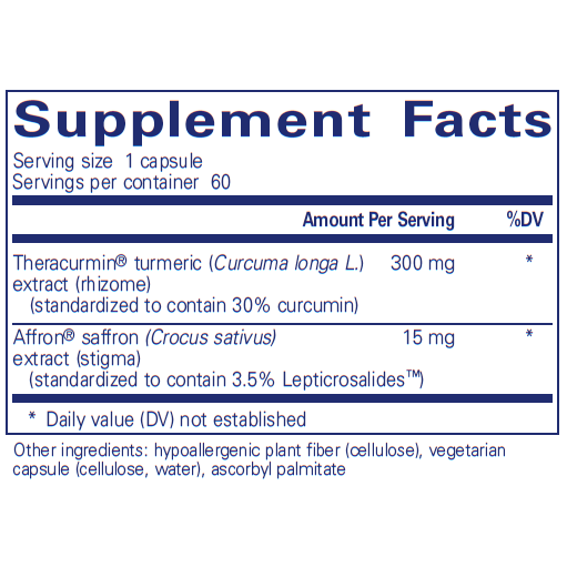 Calm Mind 60 capsules Supplement Facts Label
