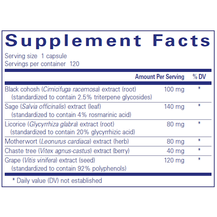 PhytoBalance II 120 capsules Supplement Facts Label