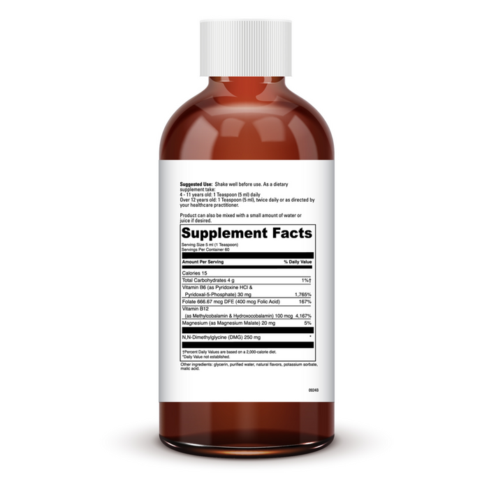 Supplement Facts label for Behavior Balance-DMG Liquid 10.14 oz by DaVinci Labs