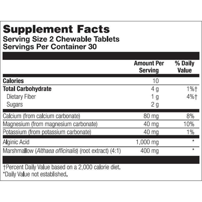EsophaSoothe: Cherry Vanilla 60 chews by BioGenesis Supplement Facts Label