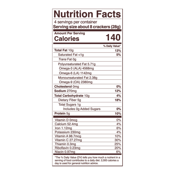 Onion & Garlic Sprouted Crisps 4 oz Nutrition Facts Label