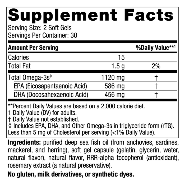 Ultimate Omega Minis 60 softgels Supplement Facts Label