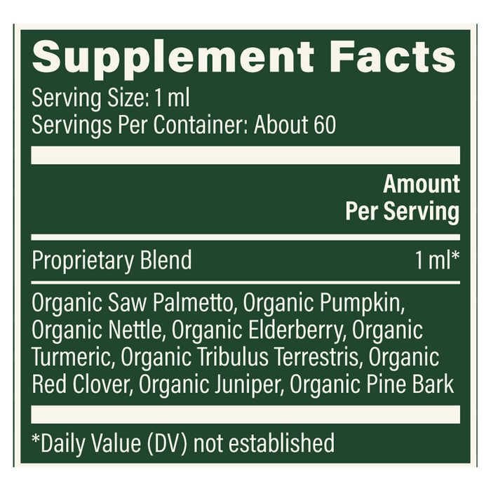 Prostate Health 2 fl oz Supplement Facts Label