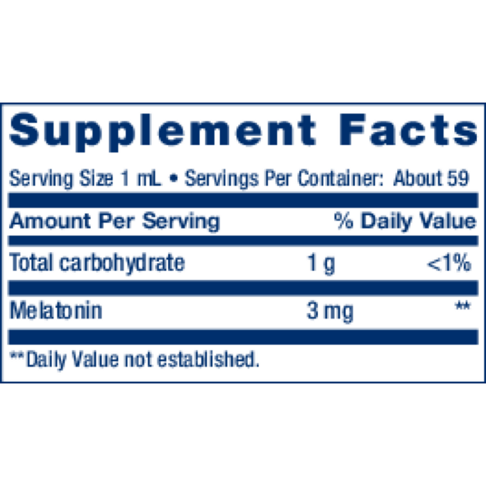 Fast-Acting Liquid Melatonin Citrus-Vanilla 2 oz Supplement Facts Label