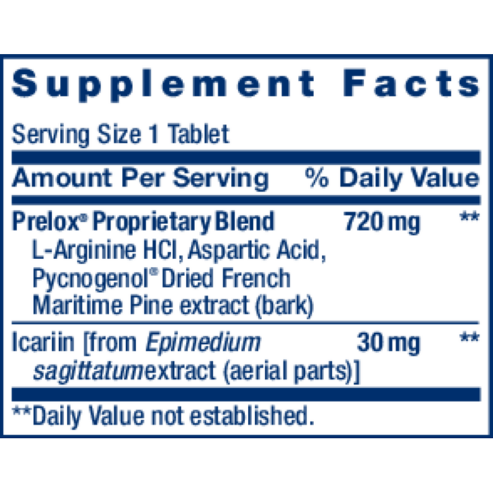 Prelox Natural Sex 60 tablets Supplement Facts Label