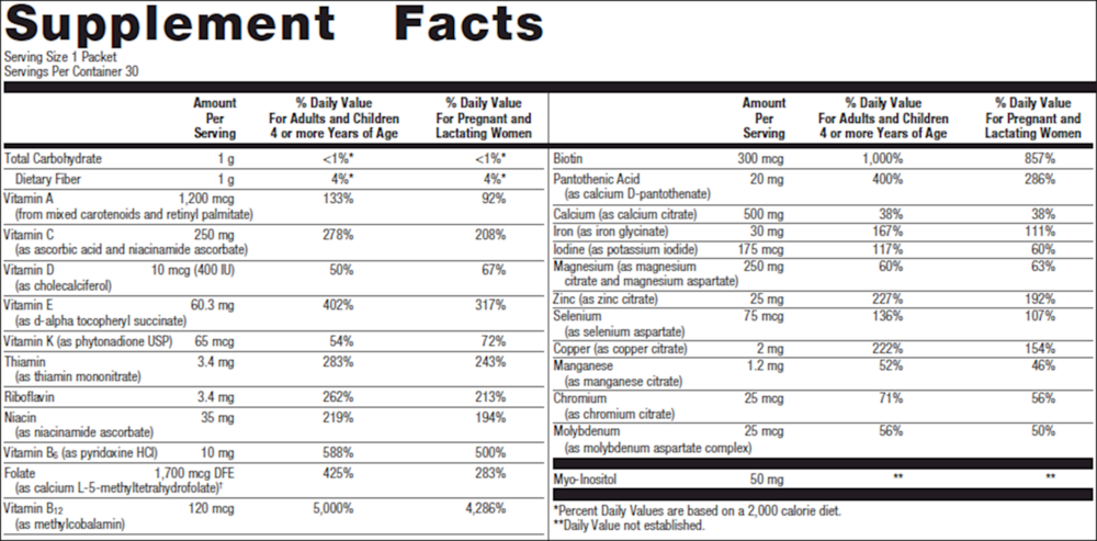 Fem Prenatal Multivitamin with Iron 30 Packets by Metagenics
