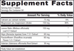 MyoCalm Plus 180 tablets Supplement Facts Label