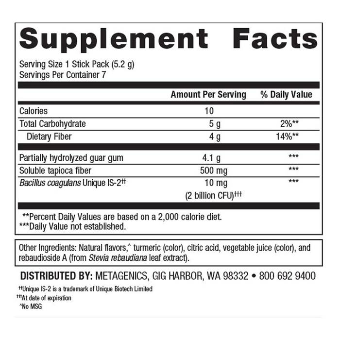 UltraFlora Fiber, Prebiotic & Probiotic 7 servings Supplement Facts Label