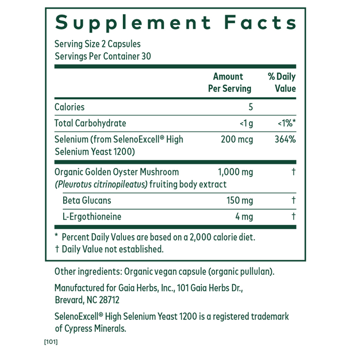 L-Ergo Complex 60 capsules Supplement Facts Label