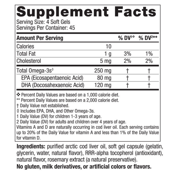 Children's DHA 180 Mini Chewable Softgels Supplement Facts Label