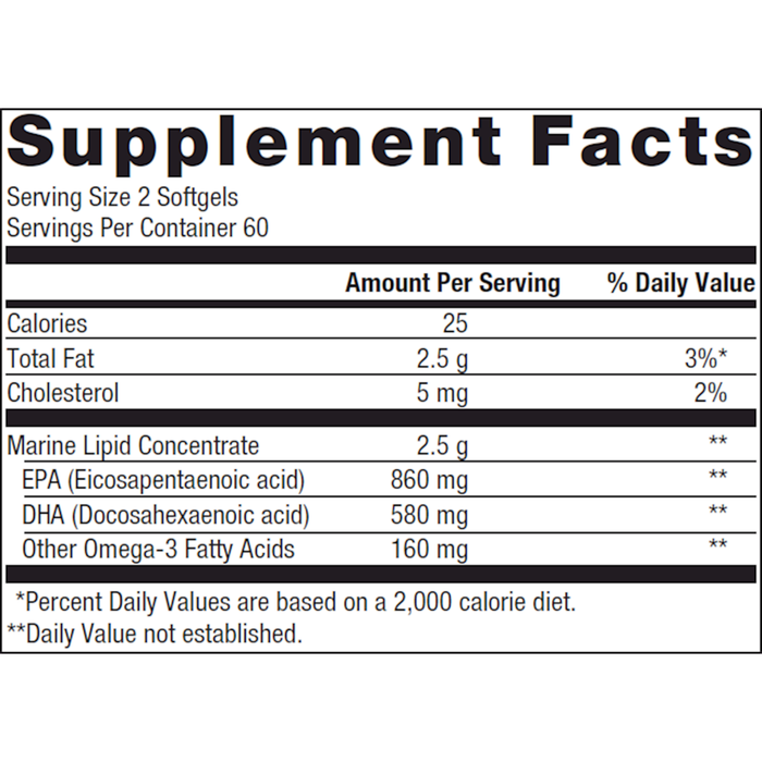 OmegaGenics Fish Oil EPA-DHA 720 mg 120 softgels Supplement Facts Label