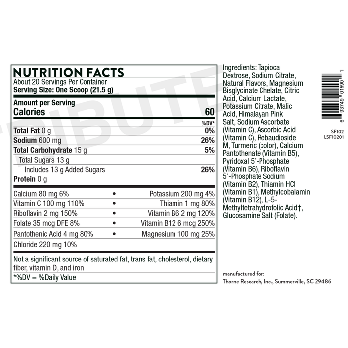 Advanced Electrolytes Lemon Lime 430 g by Thorne Research