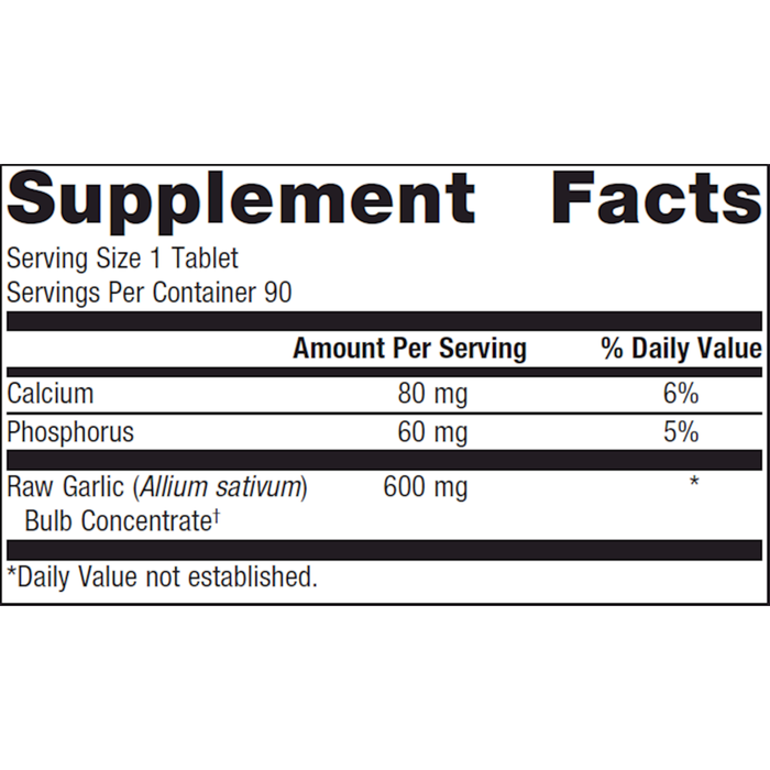 SuperGarlic 6000 mcg 90 Tablets Supplement Facts Label
