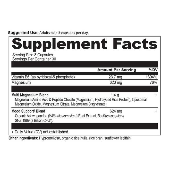 Active Peptides Magnesium Complex 90 capsules Supplement Facts Label
