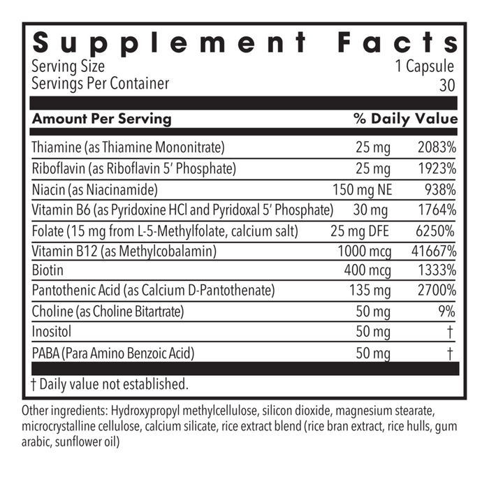 B-Complex + 15 mg L-Methylfolate 30 Capsules by MethylPro