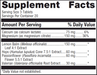 MyoCalm Plus 60 tablets Supplement Facts Label