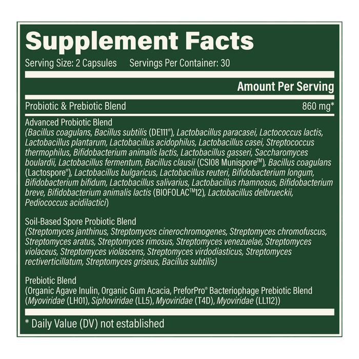 Ultimate Probiotic 60 capsules Supplement Facts Label