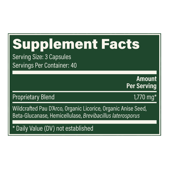 Candida Balance 120 capsules Supplement Facts Label