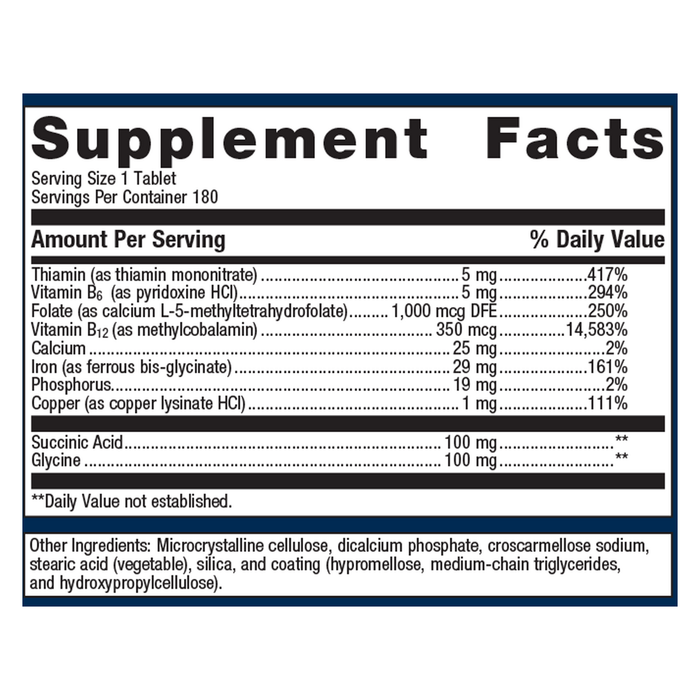 Hemagenics 180 tablets Supplement Facts Label