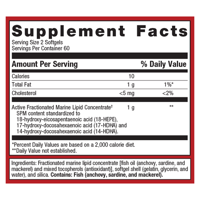 SPM Active 120 softgels Supplement Facts Label
