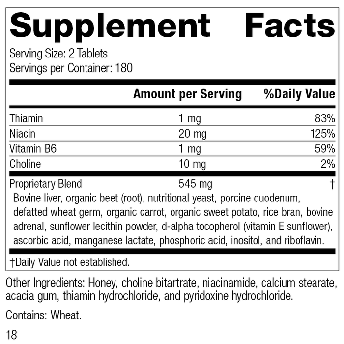 Cataplex® B, 360 Tablets, Rev 18 Supplement Facts