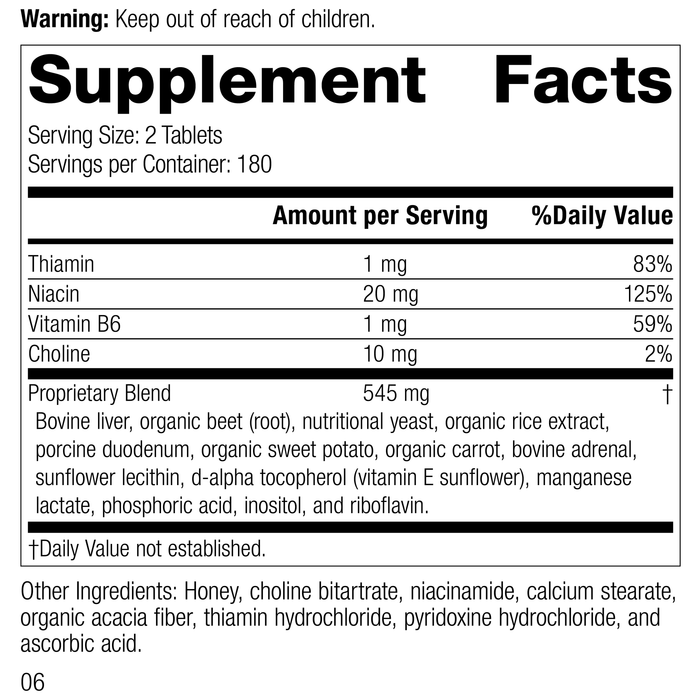 Cataplex® B-GF, 360 Tablets, Rev 04 Supplement Facts