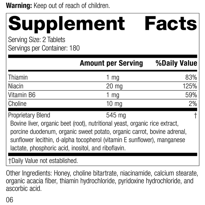 Cataplex® B-GF, 360 Tablets, Rev 04 Supplement Facts