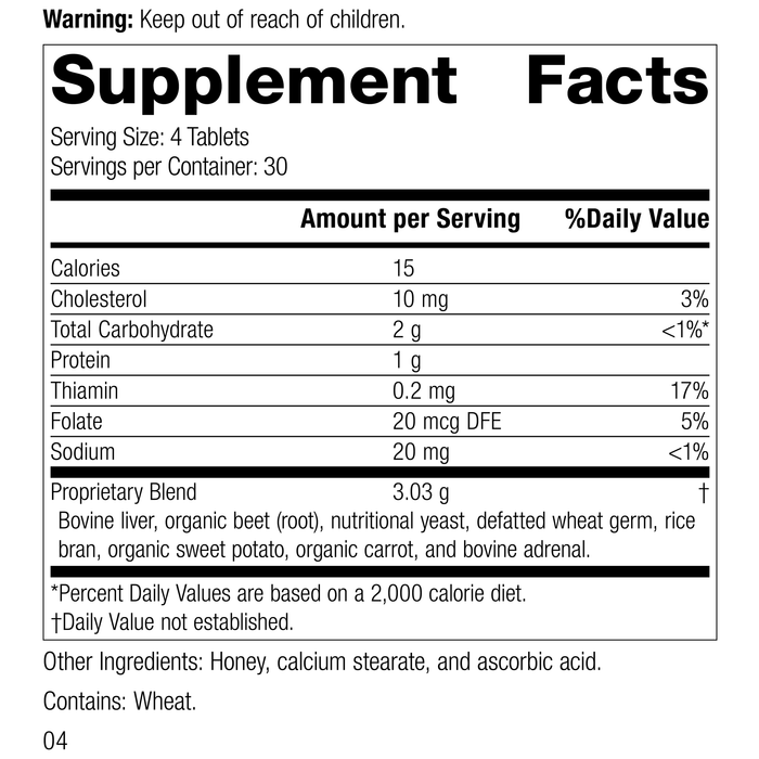 Cataplex® B-Core 120 Tablets Rev 04 Supplement Facts