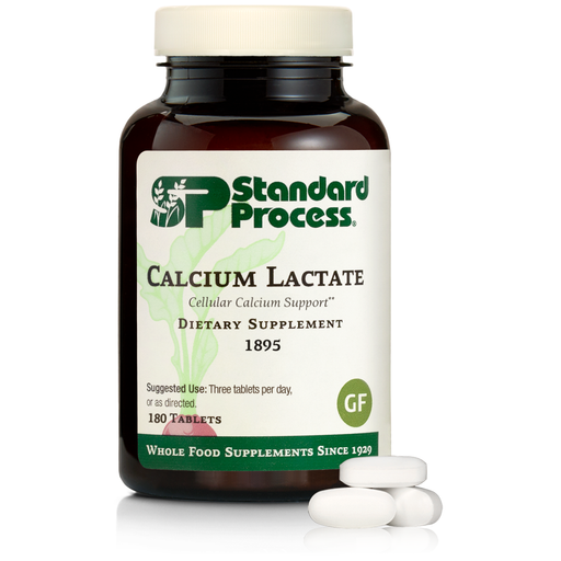 An image of a bottle of Calcium Lactate, 180 tablets.