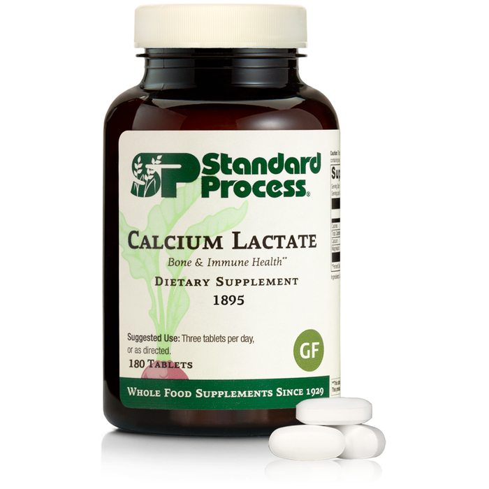 An image of a bottle of Calcium Lactate, 180 tablets.
