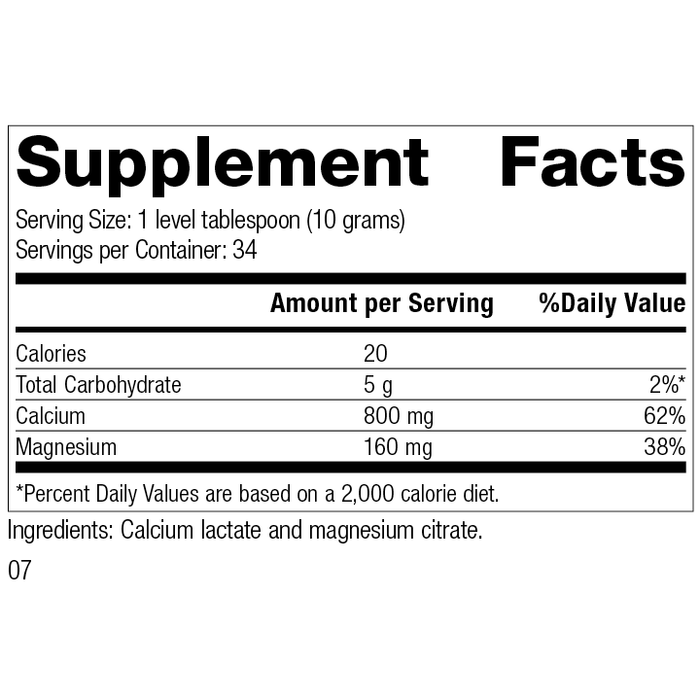 Calcium Lactate Powder, 12 Ounces, Rev 07 Supplement Facts