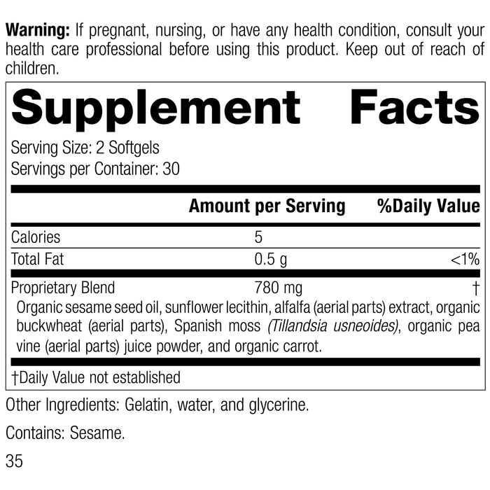 Chlorophyll Complex™, 60 Softgels, Rev 33, Supplement Facts