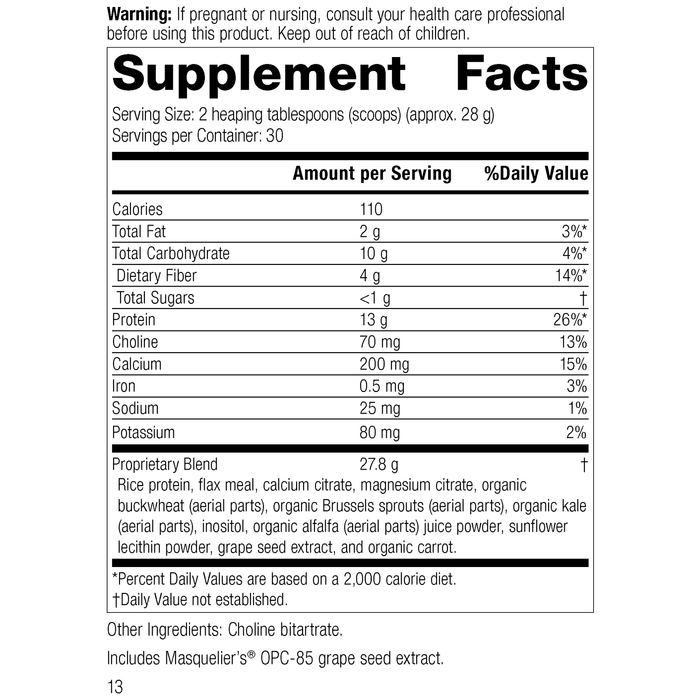SP Complete® Dairy Free, Rev 11 Supplement Facts