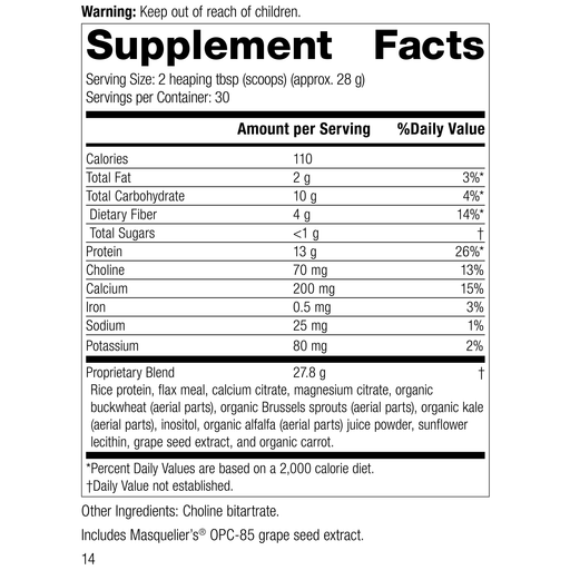 SP Complete® Dairy Free, Rev 14 Supplement Facts