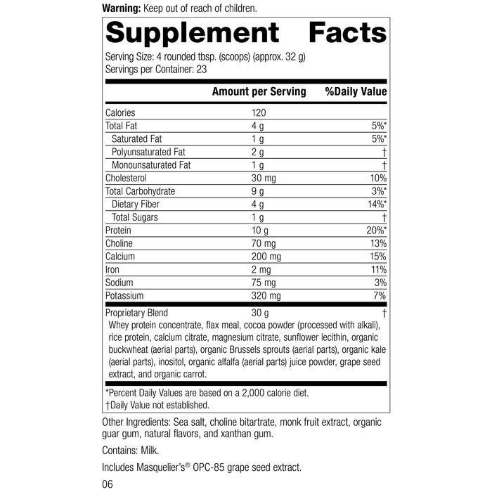 SP Complete® Chocolate, 26 Ounces, Rev 05 Supplement Facts