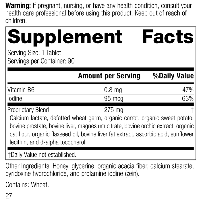 Cataplex® F Tablets, 90 Tablets, Rev 25 Supplement Facts