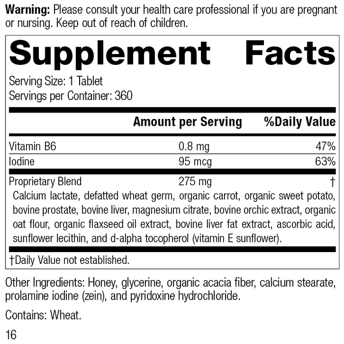 Cataplex® F Tablets, 360 Tablets, Rev 15 Supplement Facts