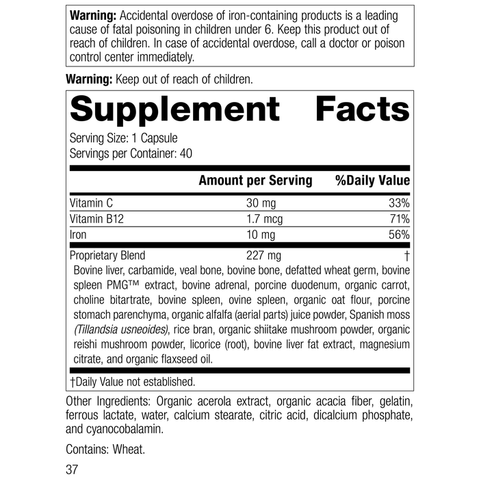 Ferrofood®, 40 Capsules, Rev 37 Supplement Facts