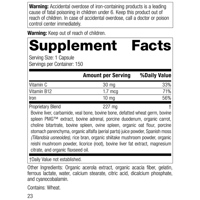Ferrofood®, 150 Capsules, Rev 23 Supplement Facts