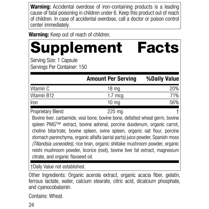 Ferrofood®, 150 Capsules, Rev 24 Supplement Facts