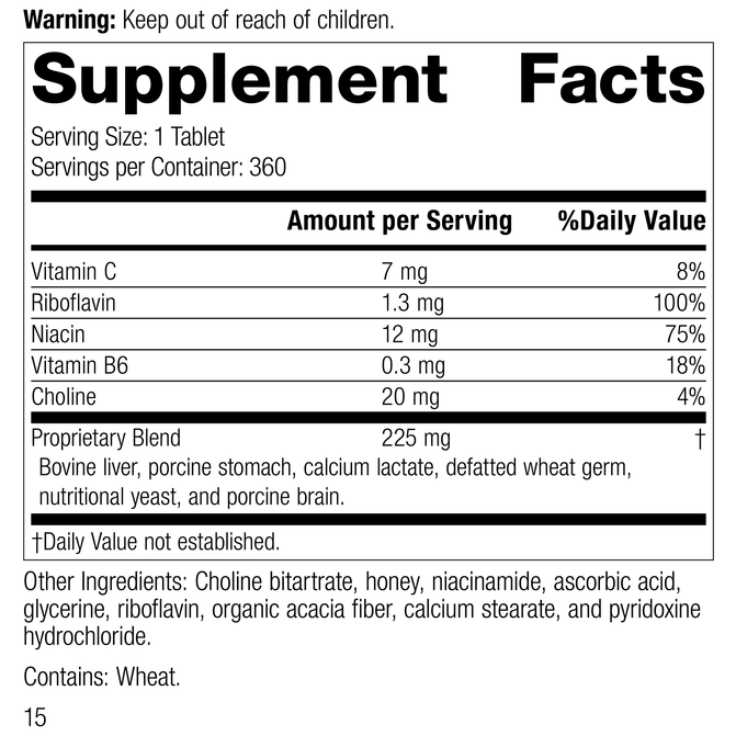Cataplex® B2, 360 Tablets, Rev 14 Supplement Facts