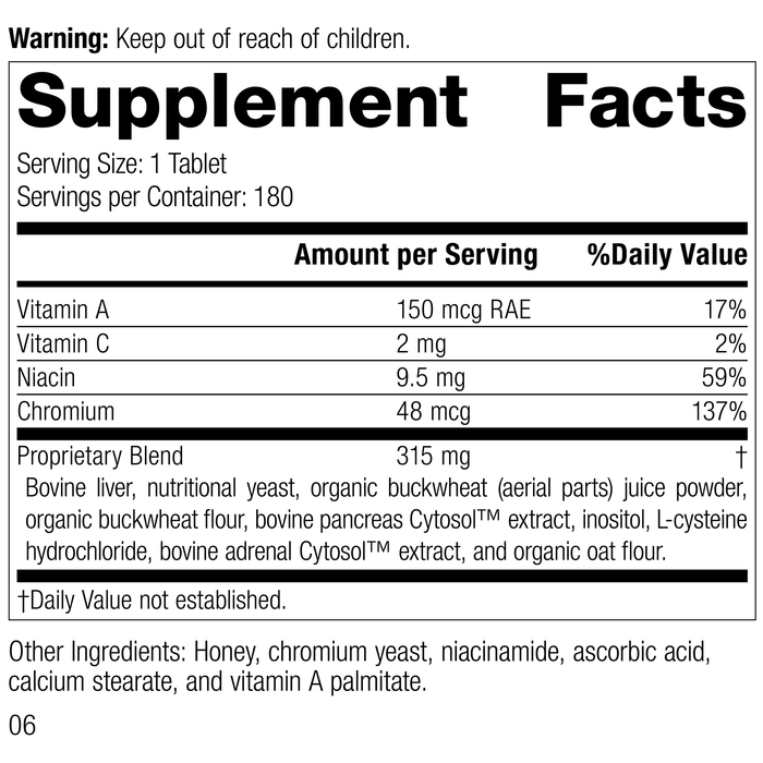 Chromium Complex, 180 Tablets, Rev 03 Supplement Facts