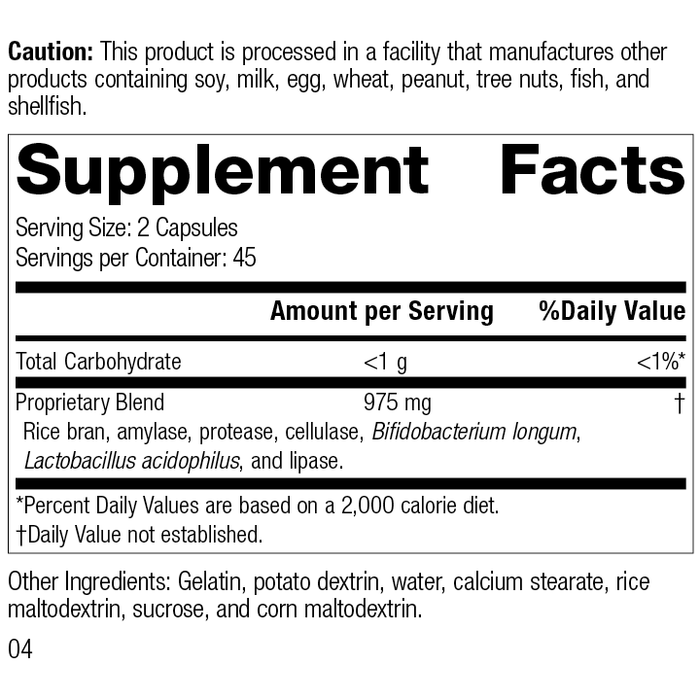 Lact-ENZ 5130 Rev 04 Supplement Facts