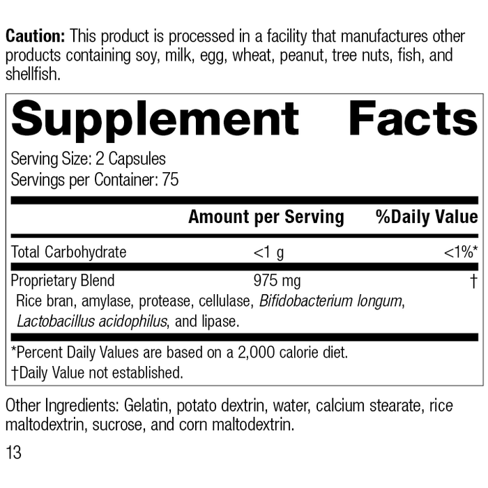 5135 Lact-Enz Rev 13 Supplement Facts