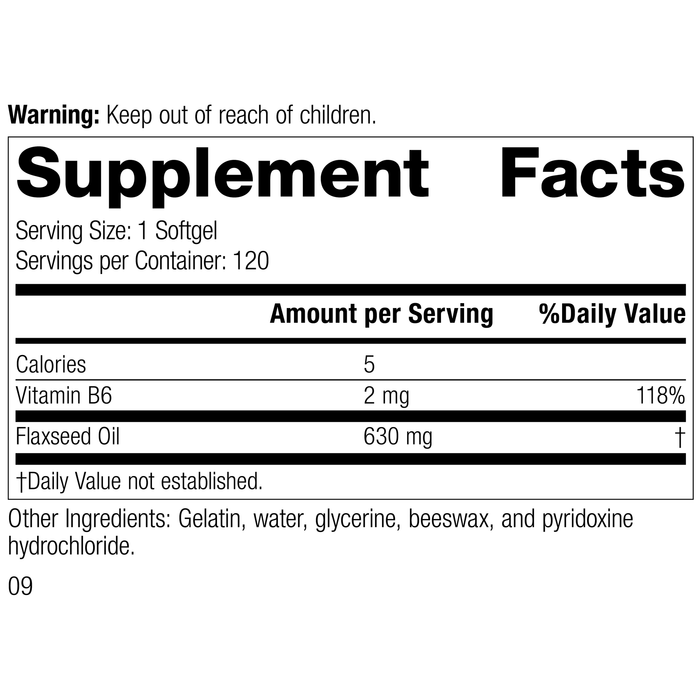 Flax Oil with B6, formerly known as Linum B6 5340-8.0 Supplement Facts