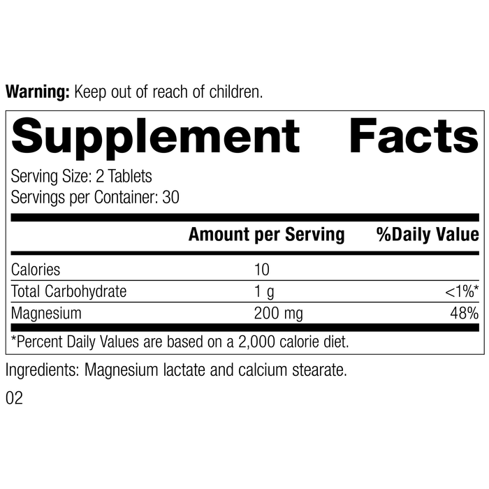 Magnesium Lactate Rev 02 Supplement Facts