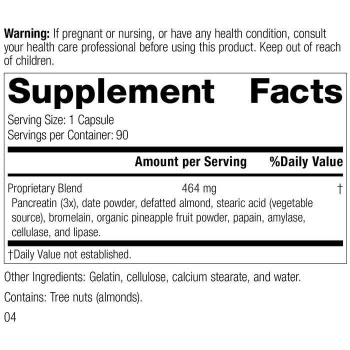 5685 Multizyme R02 Supplement Facts