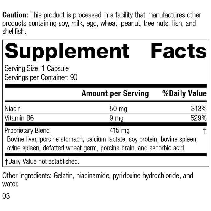 Niacinamide B6, 90 Capsules, Rev 03 Supplement Facts