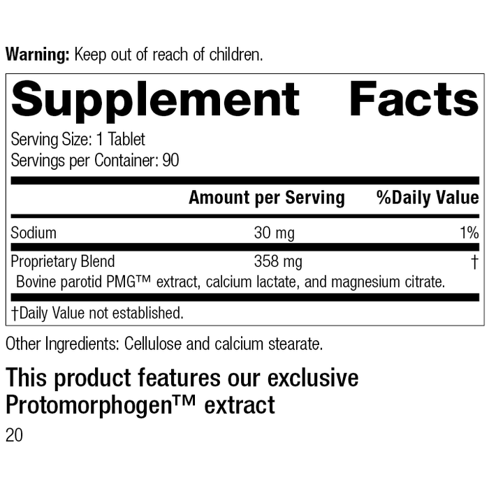 Parotid PMG®, 90 Tablets, Rev 20 Supplement Facts